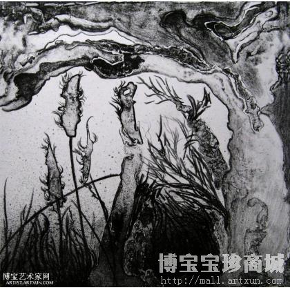 陈凤 《生命树系列——原始森林之树》 类别: 黑白版画