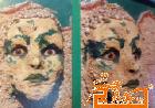 法国女郎局部  雕塑（用沙 作 在画上,女郎的眼睛是纯玻璃眼,  接近真人的眼）